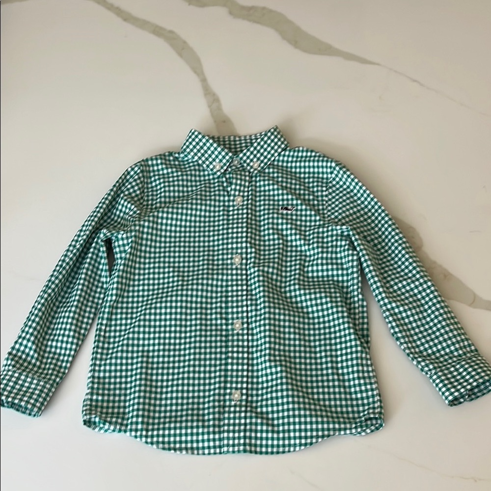 Vineyard Vines Green and White Gingham Button Down Shirt
